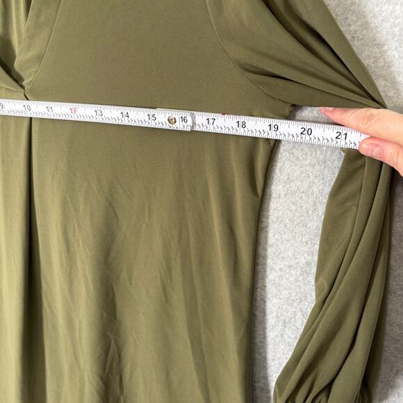 Vince Camuto Blouse Small Knit Stretch Popover Flowy Slinky Army Olive Career - Picture 7 of 9